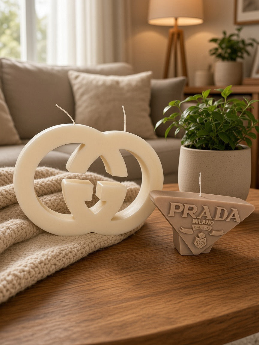 Premium Decorative Logo Candles – Triangle & Interlocking Designs (Large)